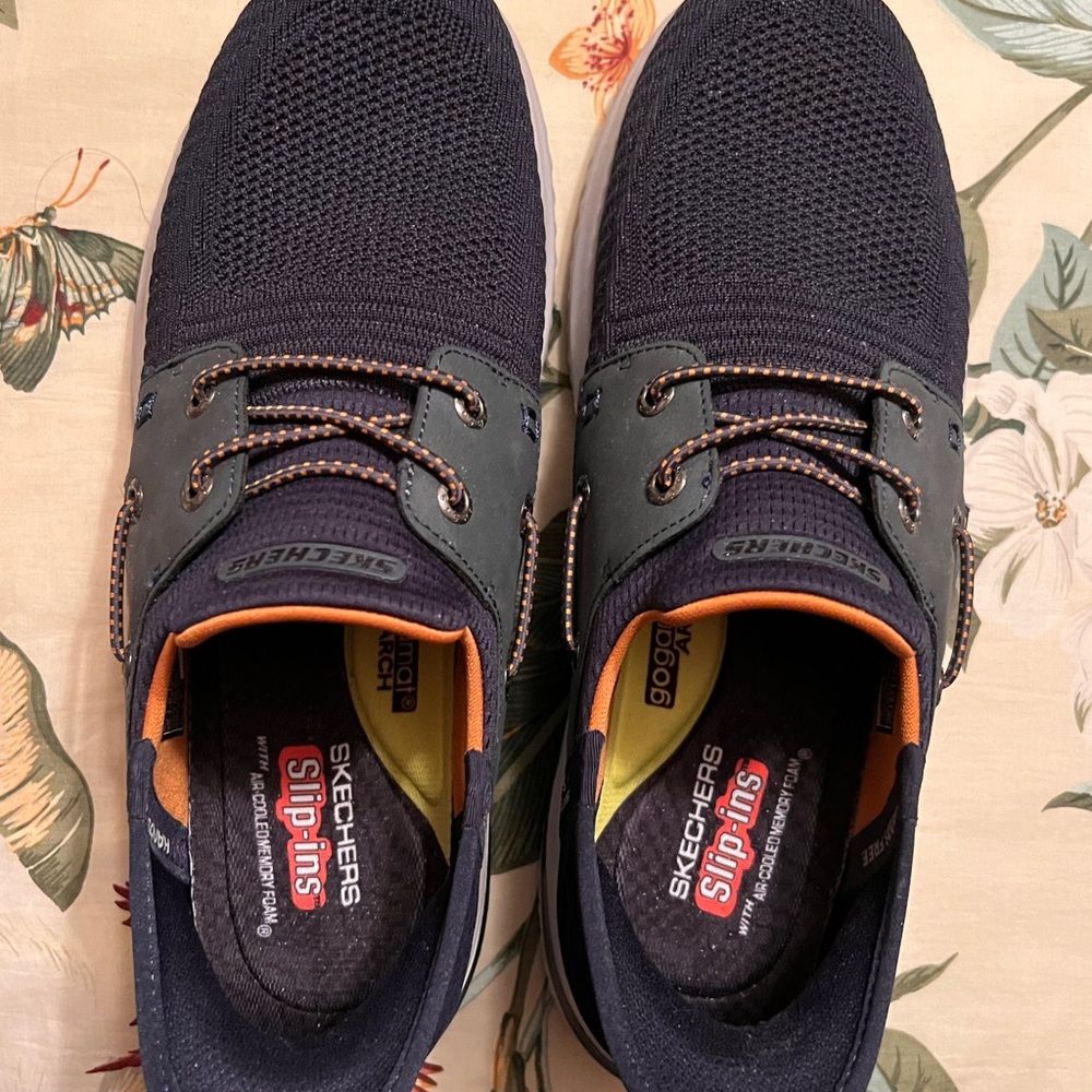 Skechers Men's Dark Blue and Olive Boat Shoes